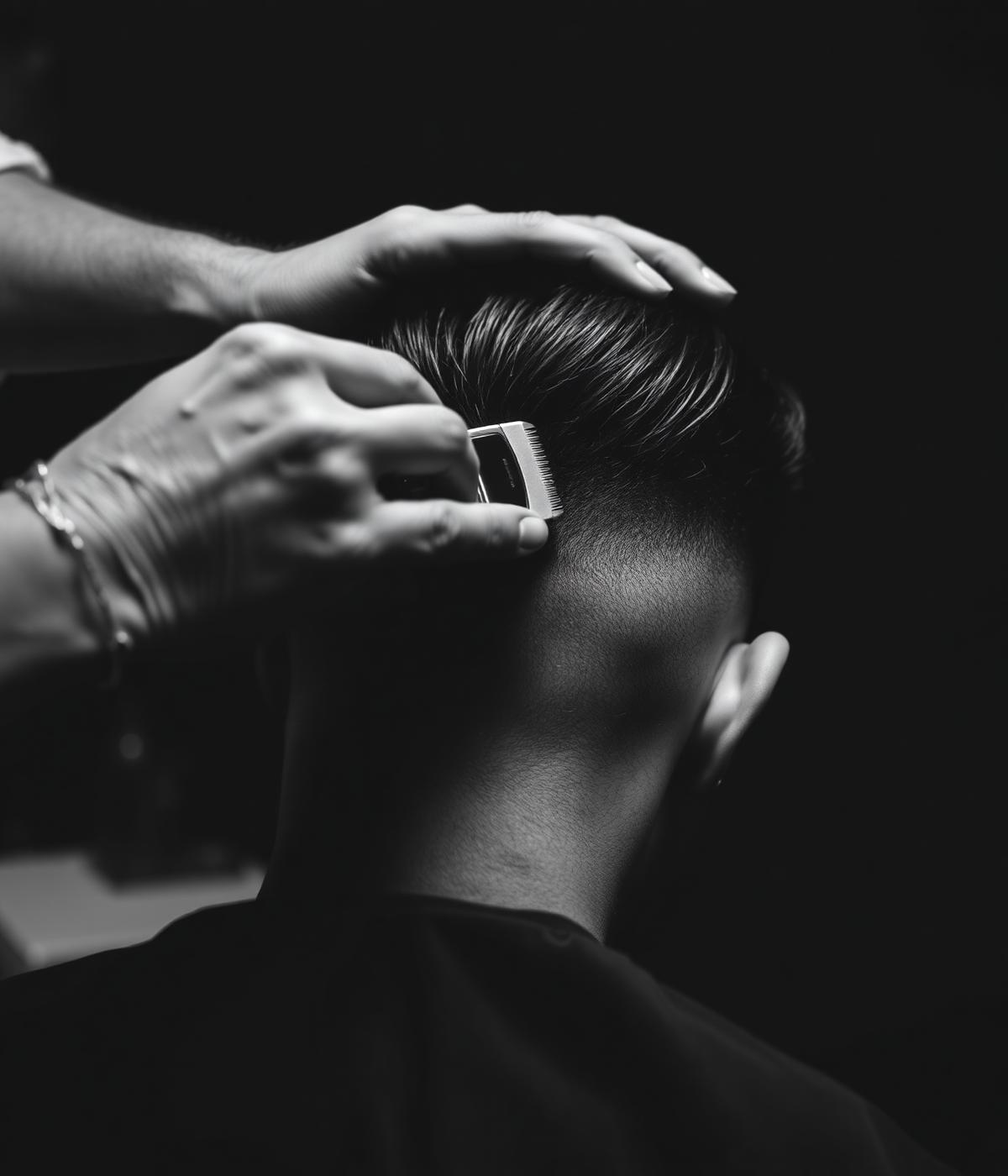 Barber working on precision fade